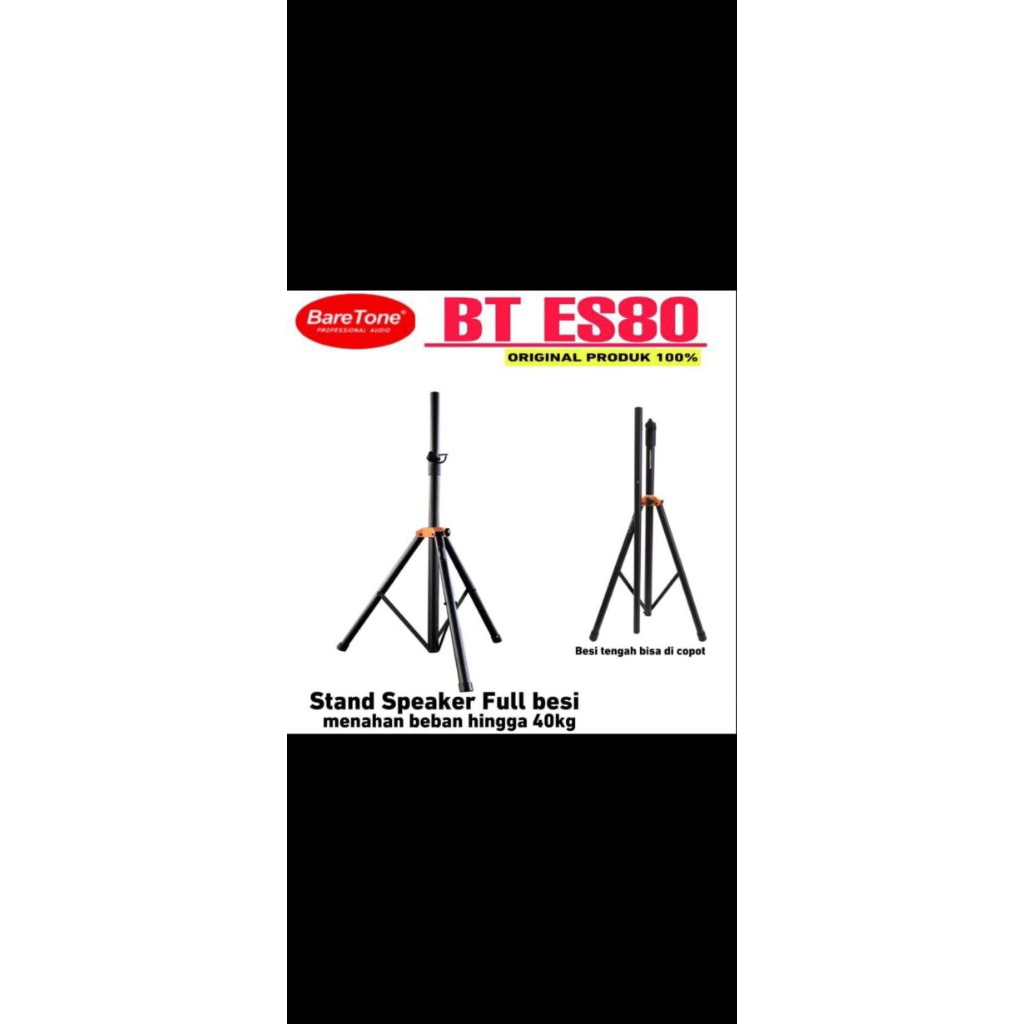 Sale Promo Stand/Tripod Speaker Full Besi Baretone BT-ES 80 Original -- 1set/2bh Stand Speaker