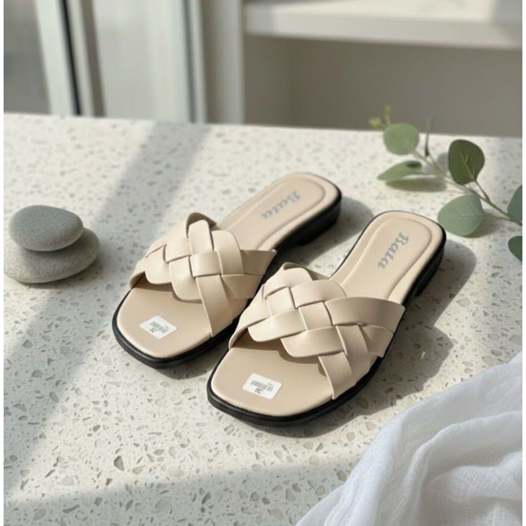 sandal slop wanita bata teplek tanpa heels terbaru ringan nyaman
