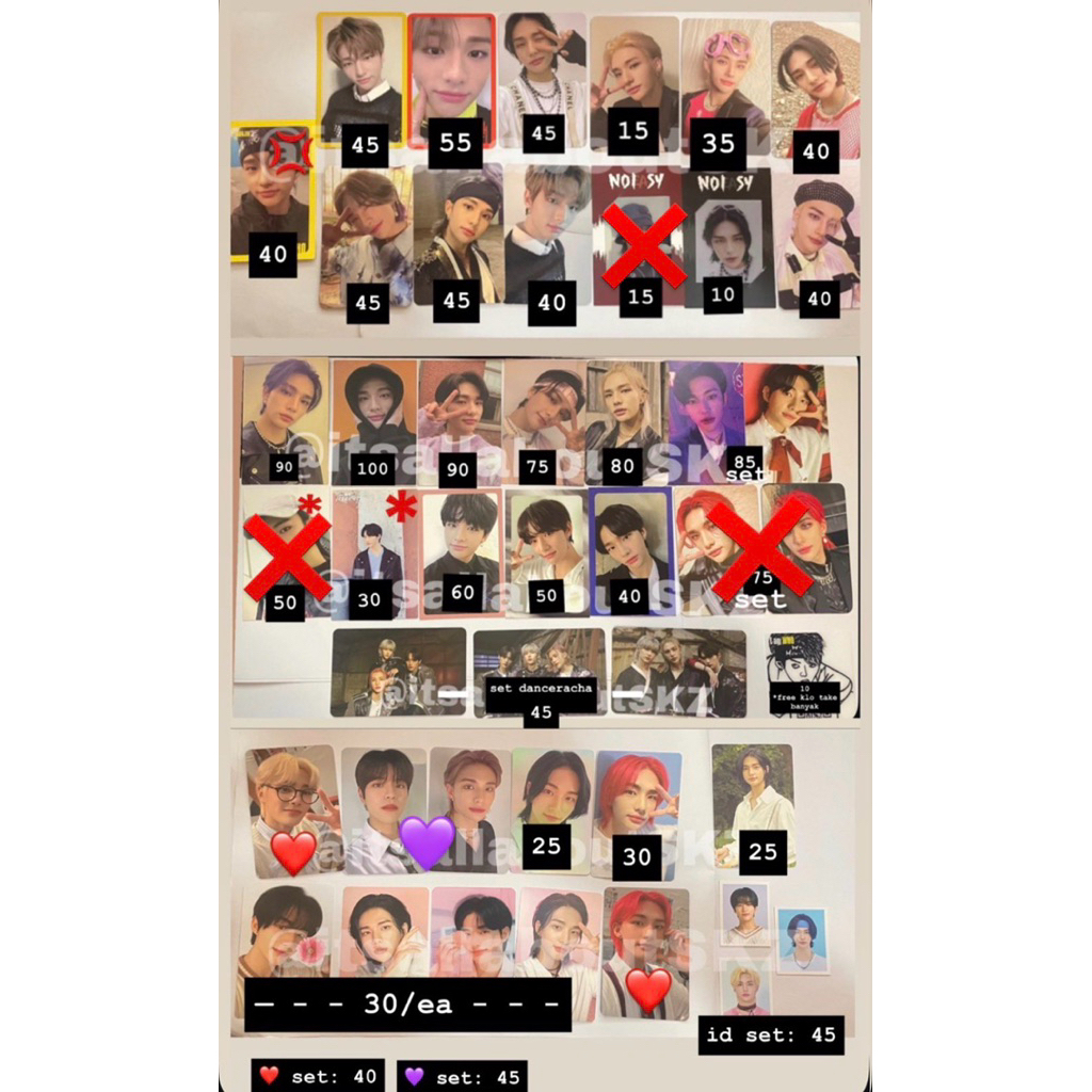 [BACA DESC] pc stray kids hyunjin bangchan i.n felix yw yellow border miroh red border noeasy oddina
