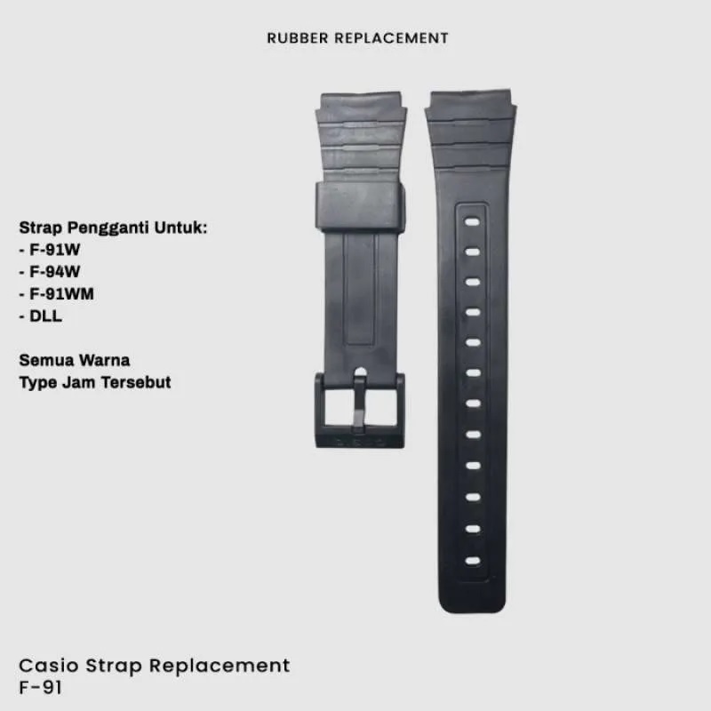 Tali Karet Rubber Strap Jam Tangan Casio A158WA A159WA A68W AE-1200 AE-1300 AQ230 B640 B650 DB36