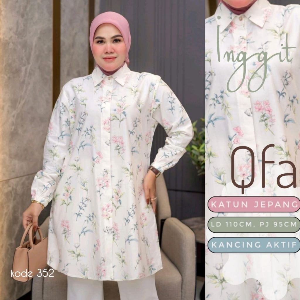 Qfa - Inggit tunik katun jepang motif bunga