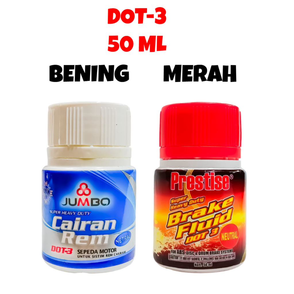 [50 ML] MINYAK / OLI REM MOTOR NETRAL DOT 3 JUMBO WARNA BENING - PRESTISE WARNA MERAH 50ML 50 ML