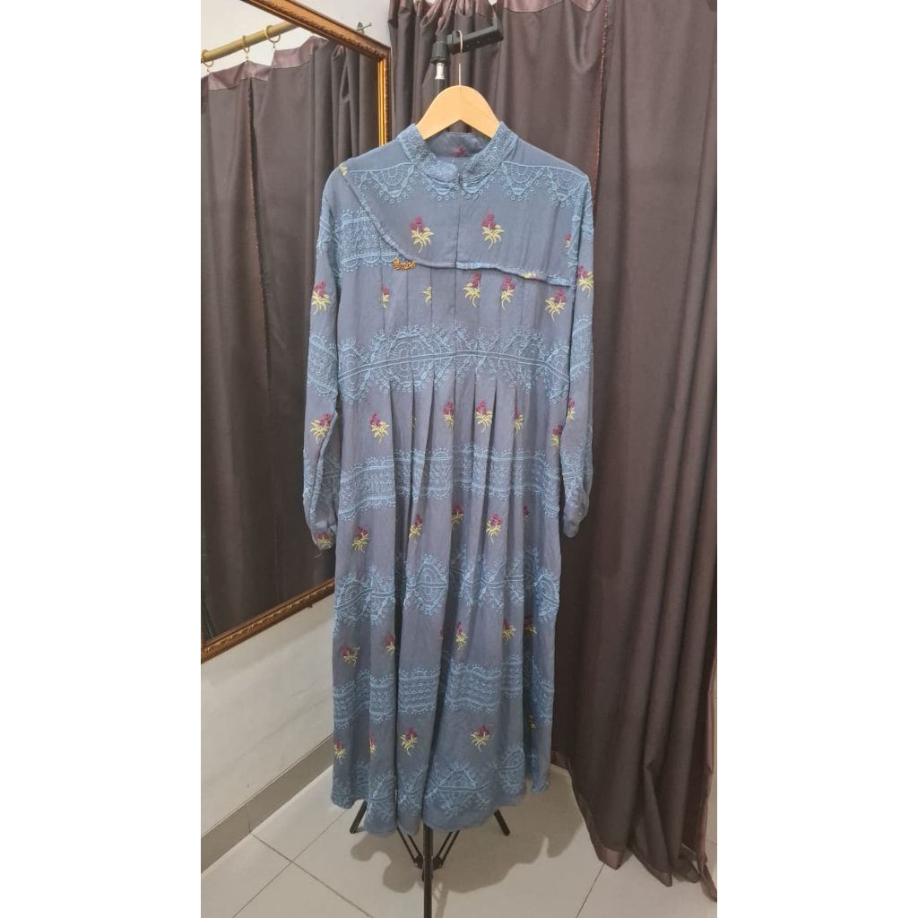 Midi Dress Gamis Midi Lengan Panjang Katun Nyaman Adem