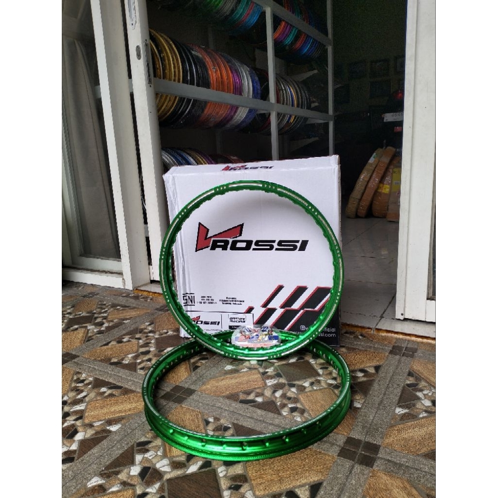 Sepasang Velg Vrosi Baru Ring 17,UK 120-140 bubut miling warna hijau