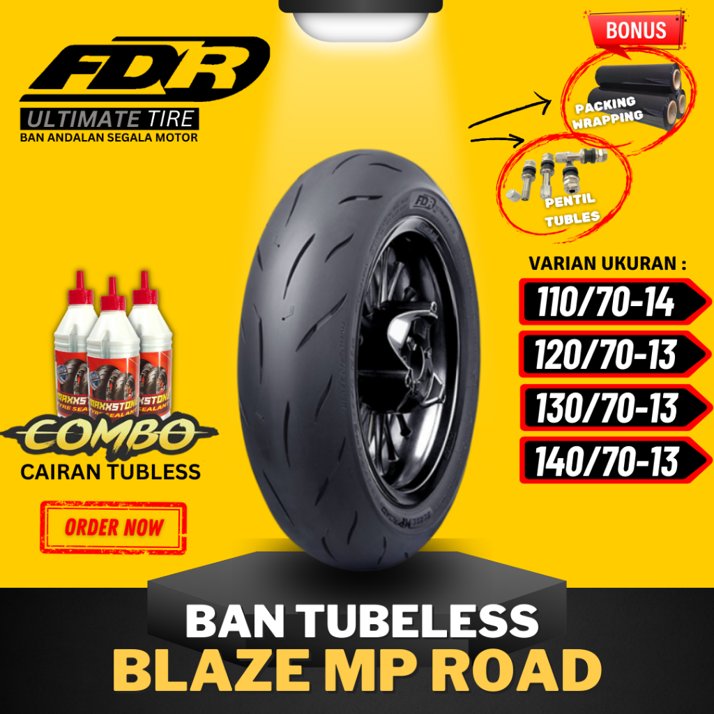[PAKET SEPASANG MURAH] BAN FDR TUBELESS BLAZE MP ROAD RING 13 / BAN LUAR BLAZE MP ROAD ( 110/70-14 /