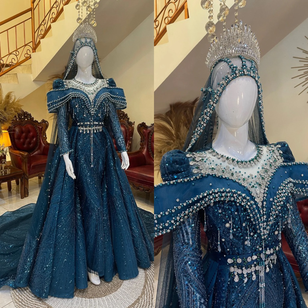 Gaun pengantin slim terbaru | Gaun pengantin slim full payet | Gaun pengantin slim ekor