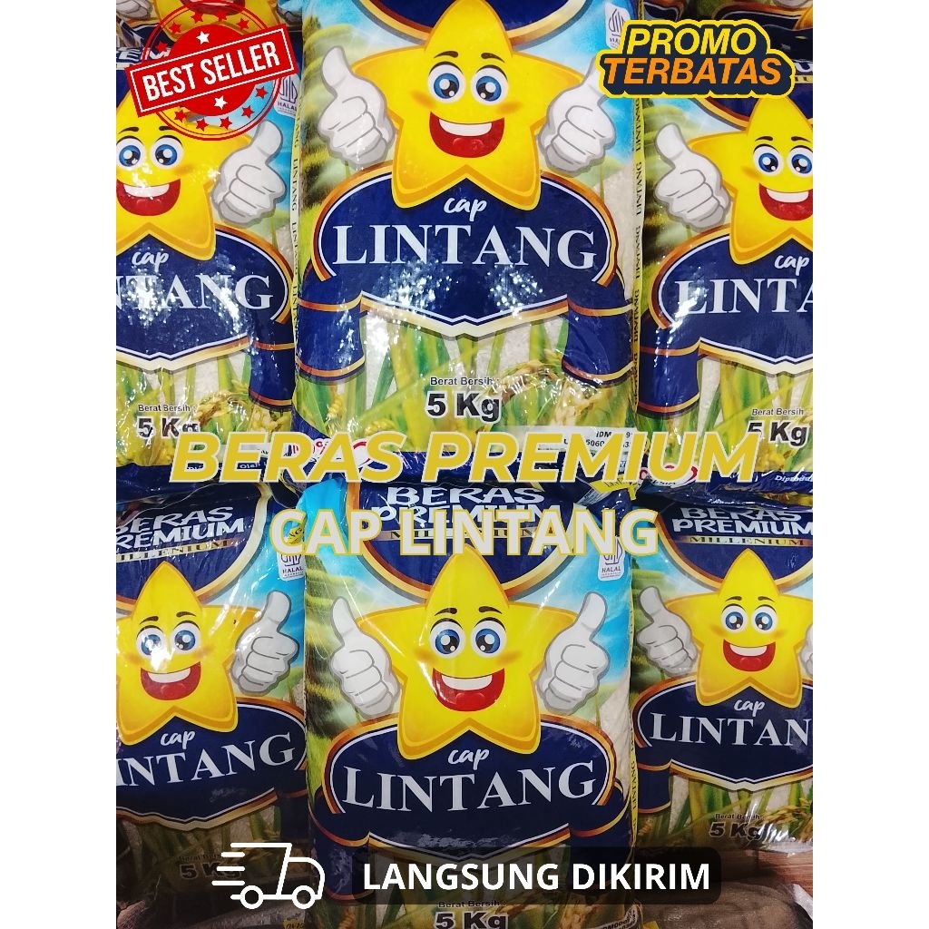 BERAS PREMIUM PROMO 9%  Beras Lintang 5KG , Beras Pulen Dan Wangi , Harga Murah