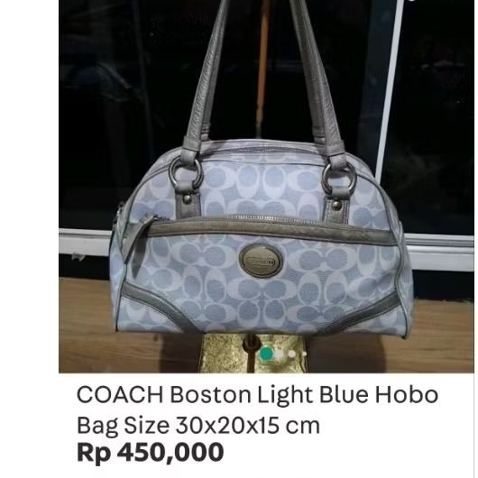 Coach Boston Light Blue Hobo Bag