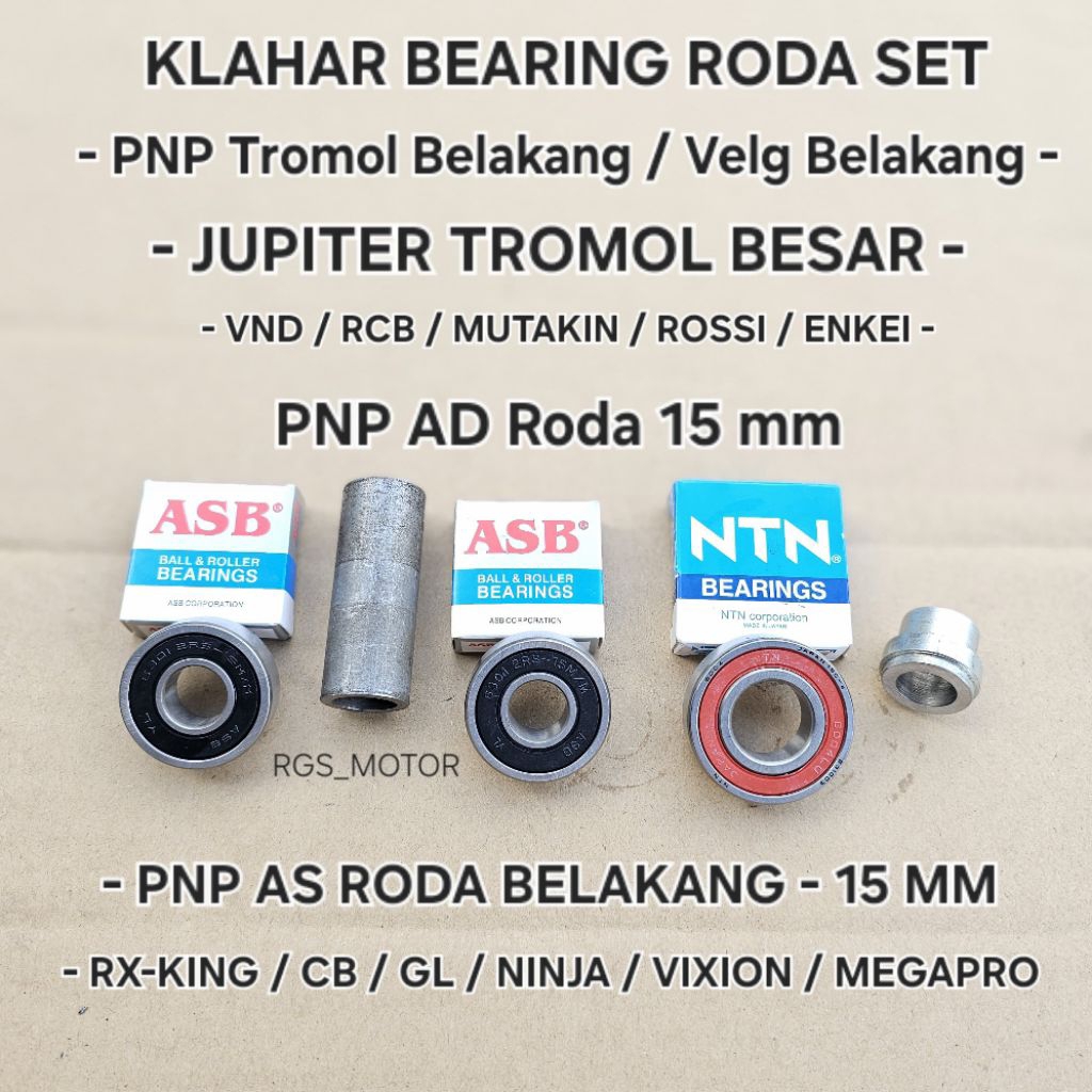 Bearing Laher Laker PNP ASB 6301 2RS 15 MM Set Bosh Tengah PNP Tromol Belakang Nap Gir JUPITER RCB E