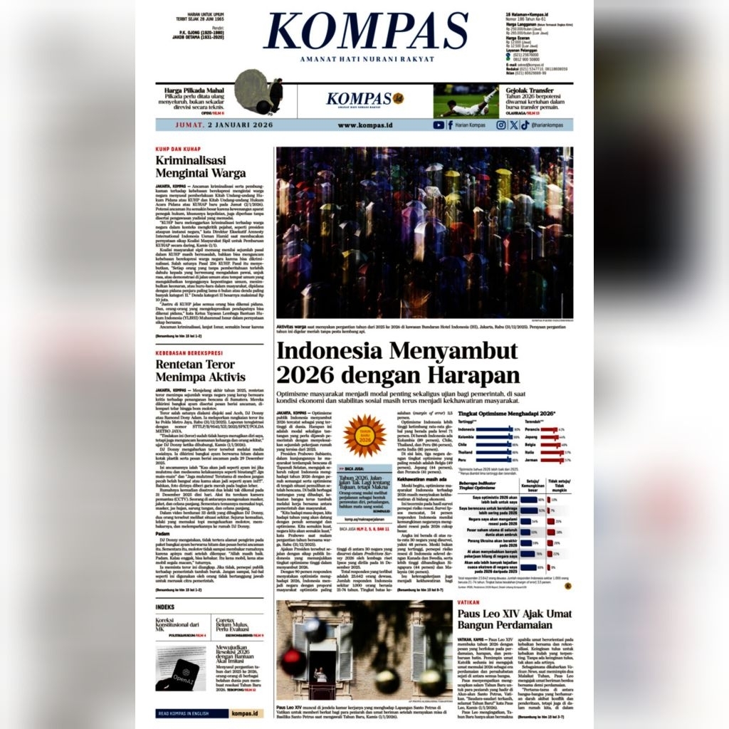 KORAN KOMPAS EDISI JANUARI 2026 ( DIJUAL HARIAN  )