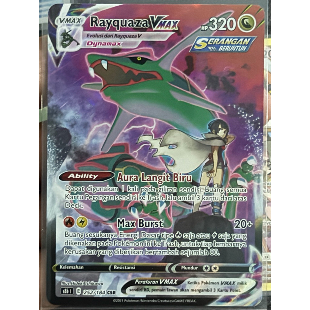 POKEMON TCG VMAX KLIMAKS RAYQUAZA VMAX CSR 252/184 INDONESIA