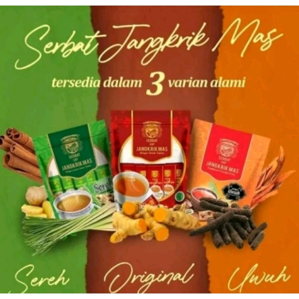 Serbat Cap Jangkrik Mas Jahe 10 Sachet - Minuman Herbal Alami, Aroma Jahe, Meredakan Nyeri