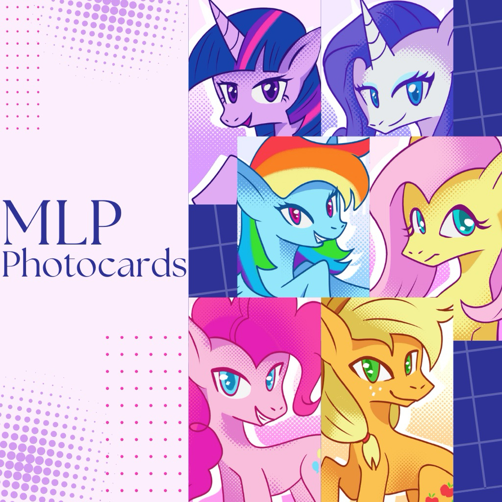 Fanmerch photocard my little pony mlp (twilight, apple jack, rd, pinkie, rarity, fluttershy)