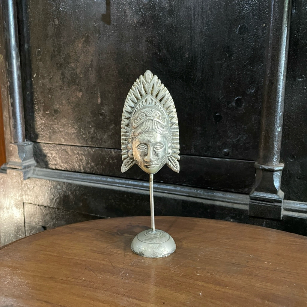 Topeng Lapis Perak Dekorasi Wajah Kecak Janger Kecil Lawas Jadul Tua