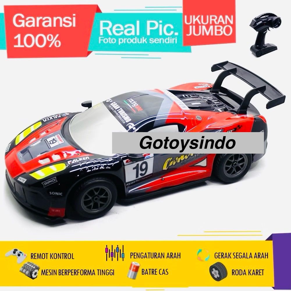 Mainan Mobil Remot Kontrol RC Sedan Balap Sonic Xtreme Sport Batre Cas Suspensi Super Jumbo PR-17956