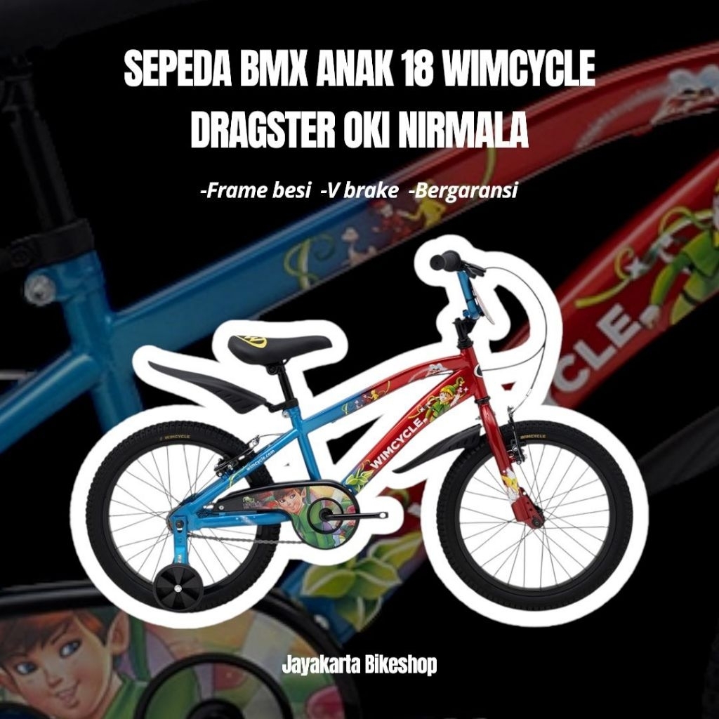 SEPEDA ANAK BMX 18 WIMCYCLE DRAGSTER OKI NIRMALA | 18 INCH KIDS BMX BIKE ORIGINAL DAN BERGARANSI