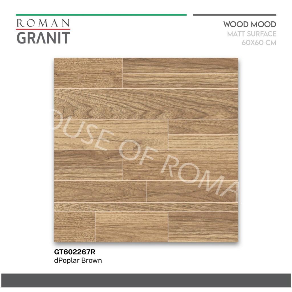 Roman Granit GT602267R dPoplar Brown 60x60 / granit motif kayu / granit kayu / granit lantai / grani