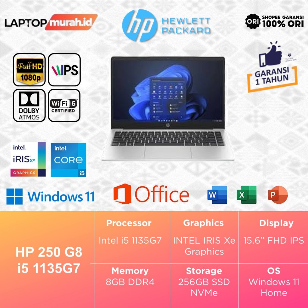 HP 250 G8 I5 1135G7 8GB 256GB W11 15.6FHD