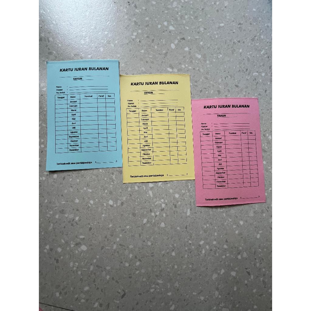 kartu iuran bulanan