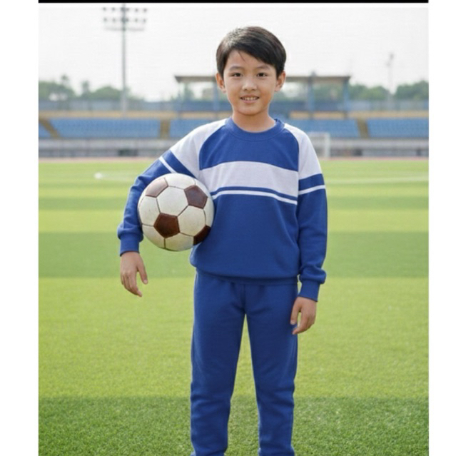 Setelan Seragam Olahraga Anak Sekolah PAUD/TK Kulit Jeruk Biru Benhur