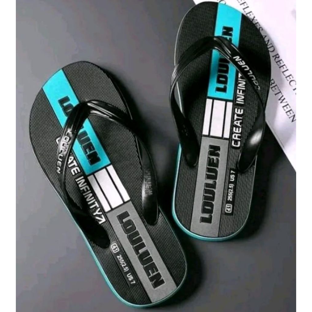 Sandal pria distro jepit Louluen terbaru Sendal Red mules Sandal zuma send al antiselip yellow serie