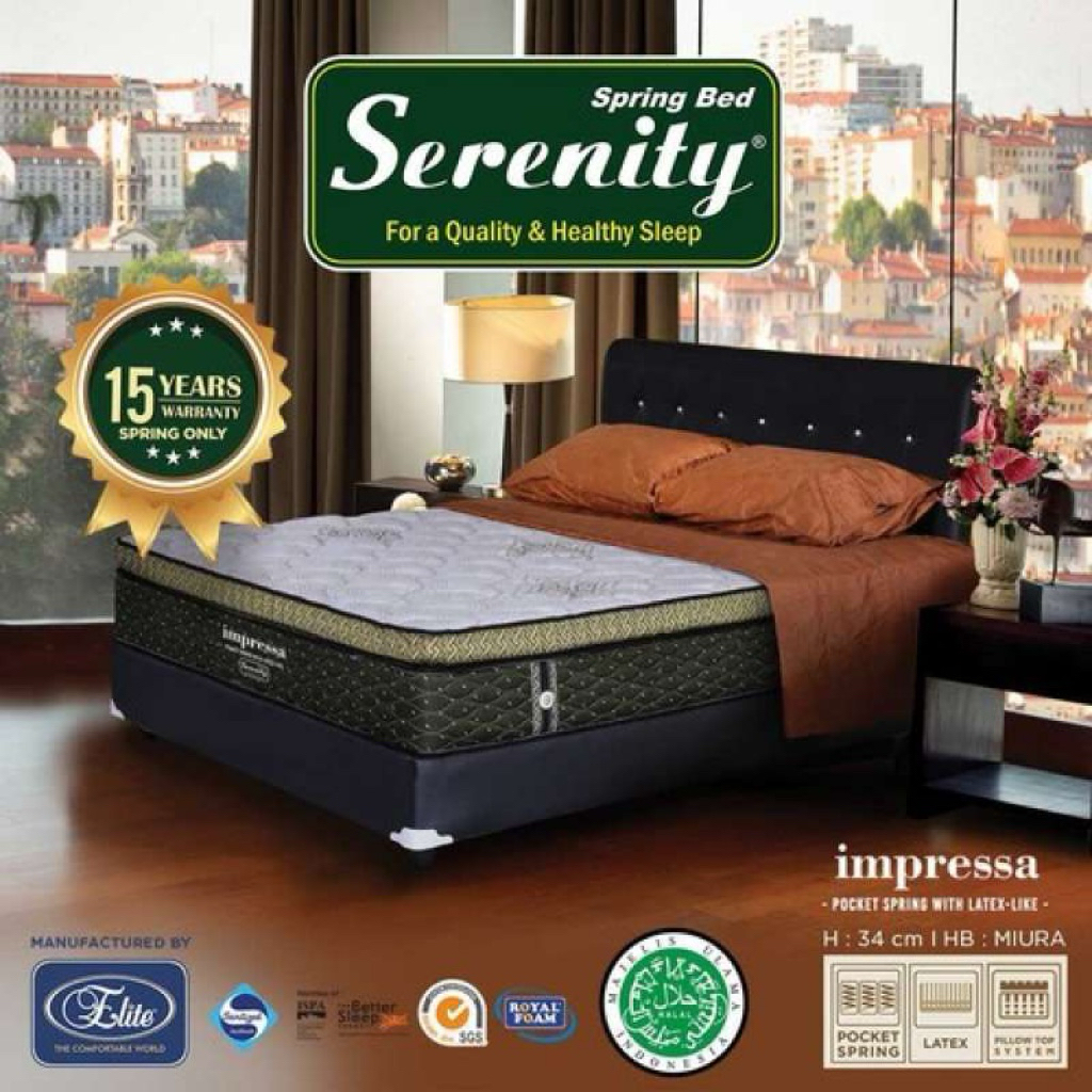 SPRINGBED ELITE SERENITY POCKETED LATEX | BONUS 2 BANTAL | UKURAN 160/180x200 CM