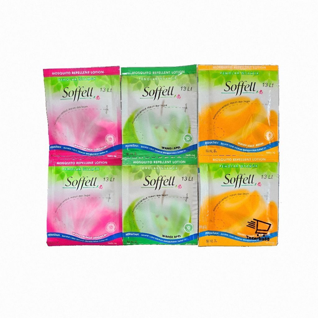 Lotion Anti Nyamuk Soffell 12 Sachet Aroma Sofel Kulit Jeruk Dan Bunga Geranium