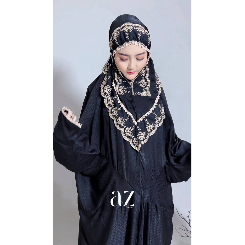 Laykha - Mukena Terusan sutra blitz renda tile mewah