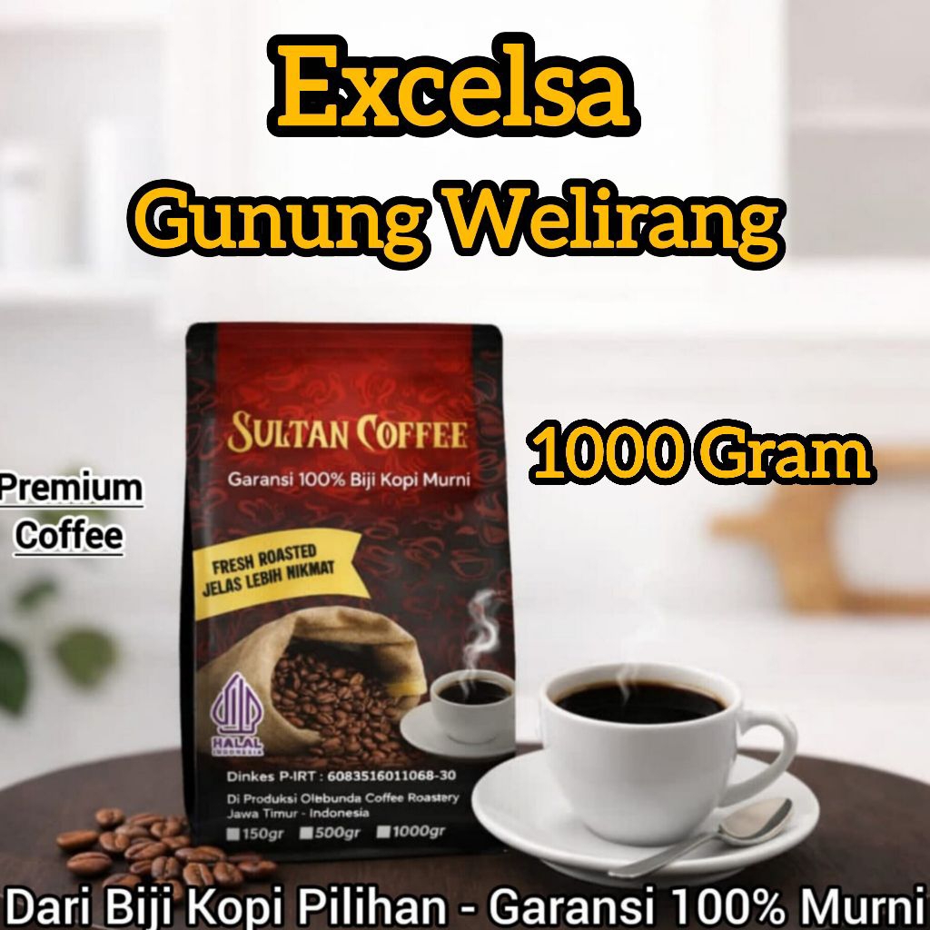SULTAN COFFEE PREMIUM - Kopi Bubuk Biji Excelsa Gunung Welirang 1000 Gram - Excelsa Premium Quality 