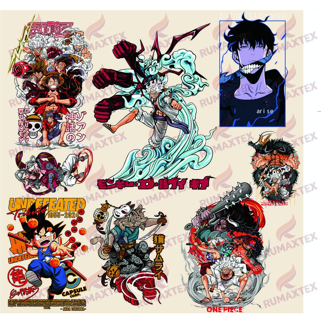 cetak sablon baju setrika satuan Anime Campur siap press dtf AM4