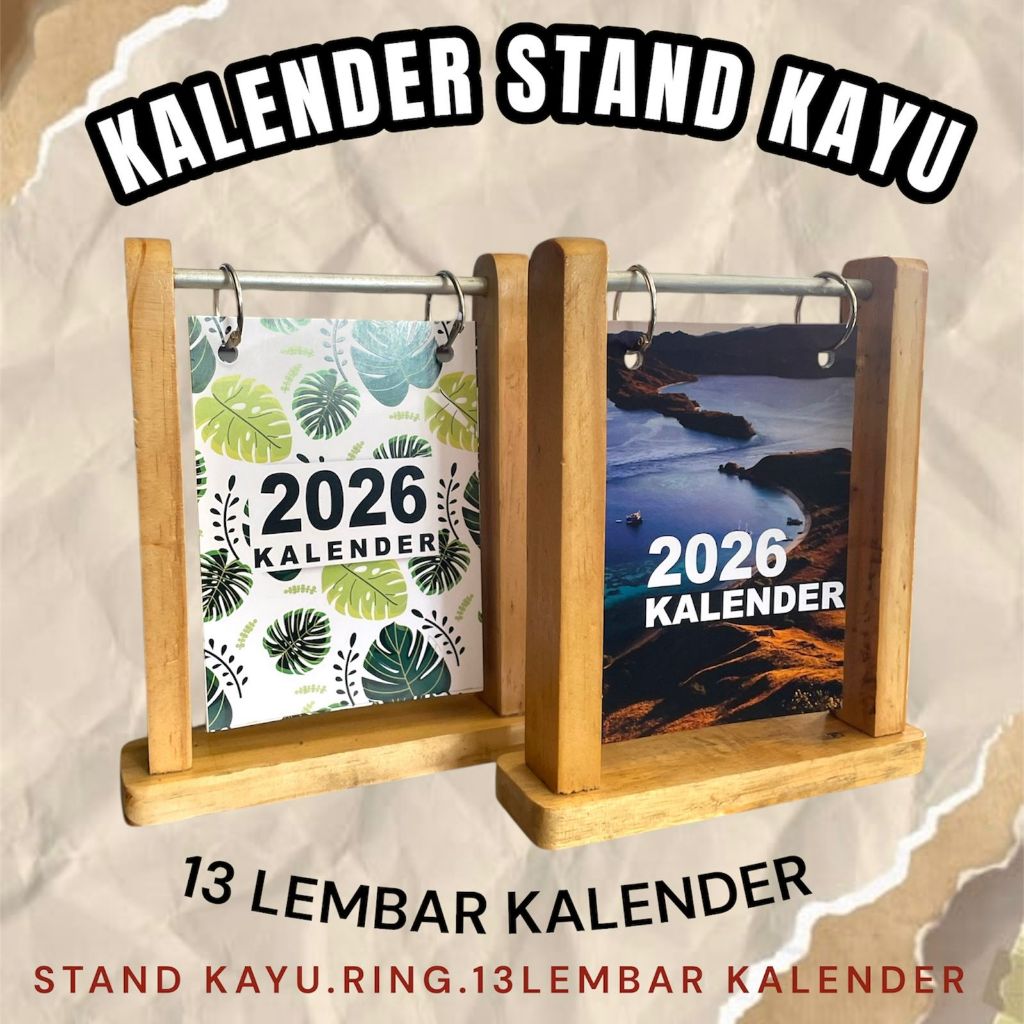 Kalender Stand Kalender Meja Aesthetic Kalender Kayu Kalender 13 Lembar