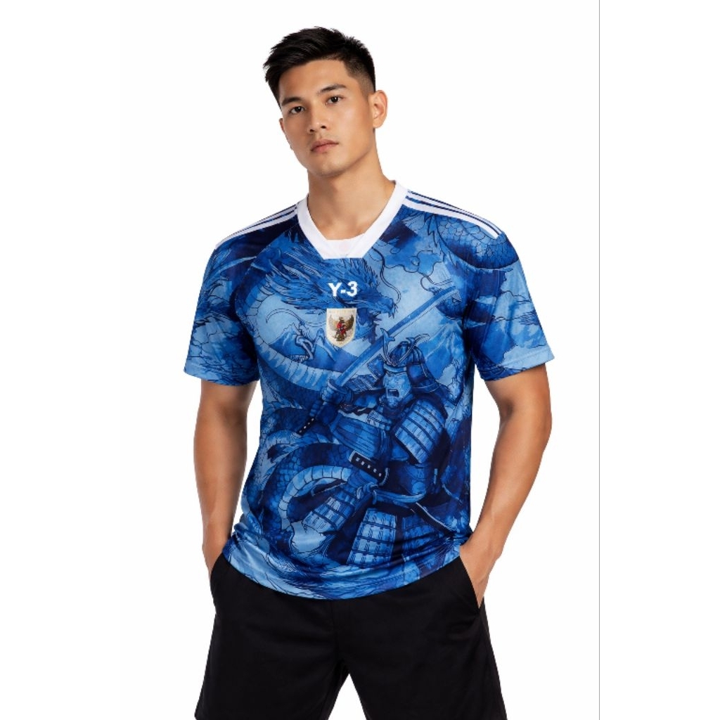 BAJU BOLA JERSEY BOLA JERSEY FUTSAL JERSEY OLAHRAGA JERSEY TIMNAS INDONESIA Y3 JAPAN SAMURAI BLUE DR
