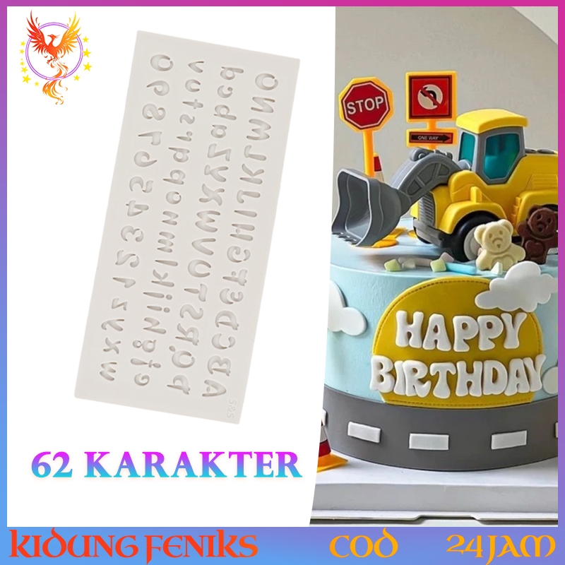 62 Karakter Cetakan Silikon 3D Huruf Besar Kecil Angka Arab DIY Kue Sabun Lilin Gypsum Resin Fondant