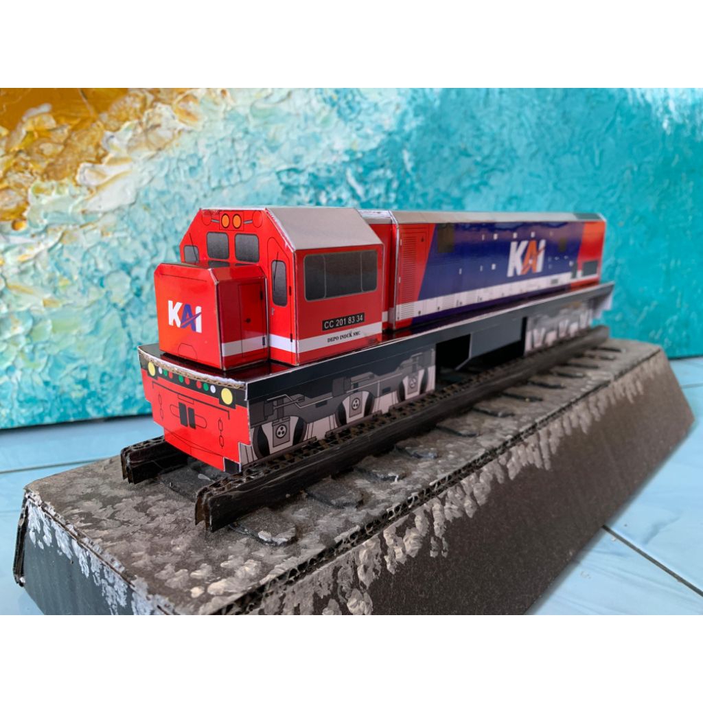 Paper Craft kereta api Indonesia CC201 livery RnB