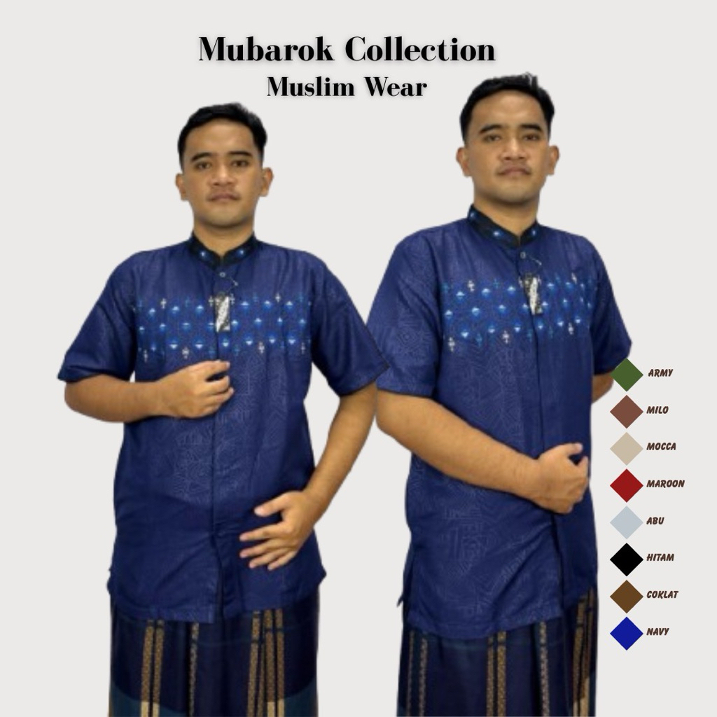 baju koko embos lengan pendek motip bordir tebaru baju koko taqwa Mubarok collection