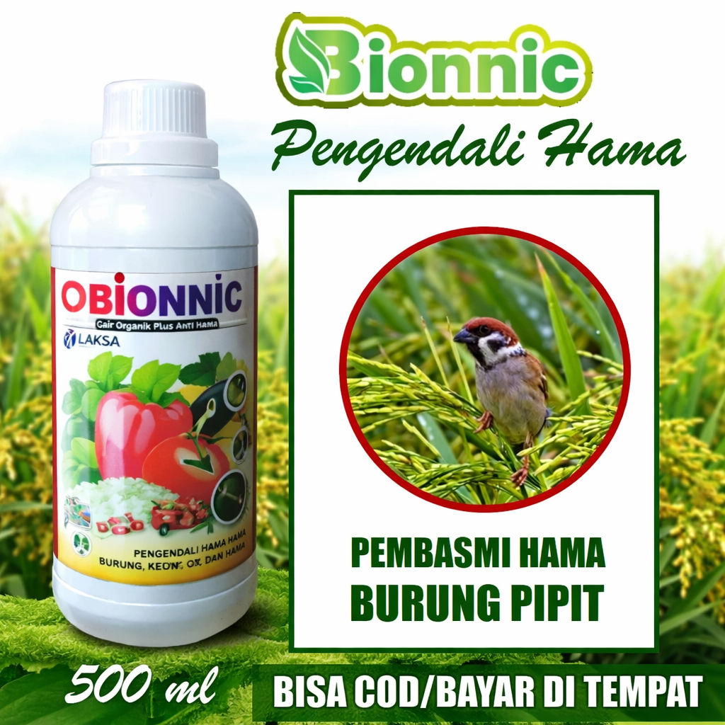 BIONNIC 500 ML Pupuk Pestisida Hama Burung Padi Pipit/Piyik/Piit Sawah, Pupuk Semprot Pengusir Hama 