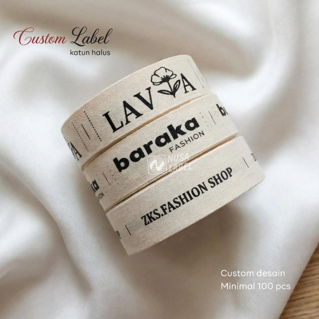 Custom Merek, Piterban lembut, Label Katun, Custom Logo , label woven subsitute