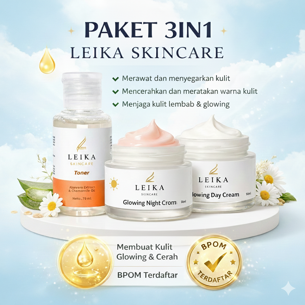 Paket 3 in 1 Leika Skincare - Obat Flek Hitam Membandel Cream Flek Hitam BPOM Penghilang Flek Hitam