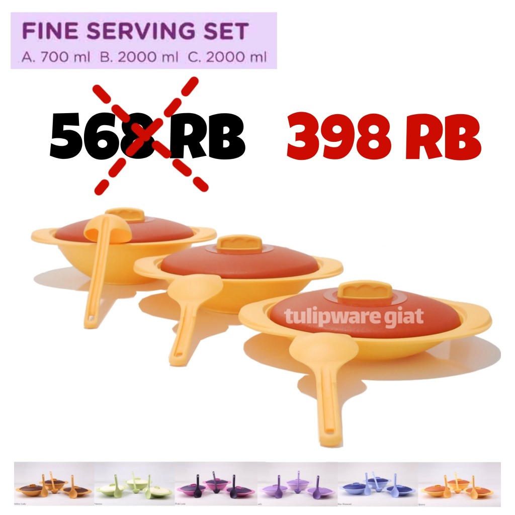 TULIPWARE FINE SERVING SET Lodor Tempat Penyajian Makanan Isi 3 Bonus Centong