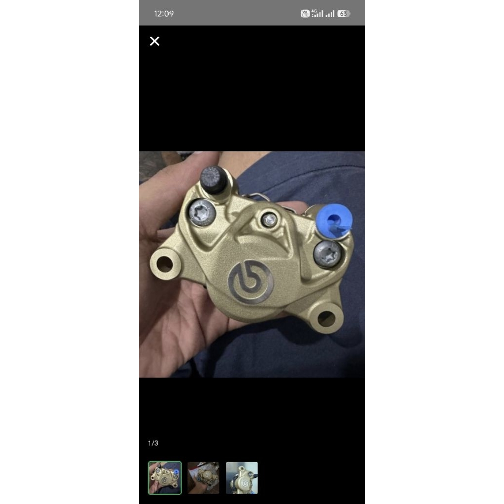 kaliper brembo 2p 2piston 1pin gold silver logo original