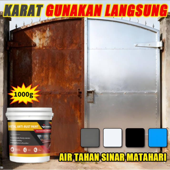 cat besi anti karat 1kg tidak perlu membuat halus sekali menghilangkan cat anti karat besi Quick Dry