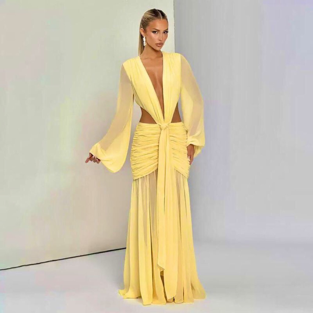 Dress Wanita Elegant Dress Party Sexy Dress Impor D0840 Dress Pesta dress Putih  Mewah