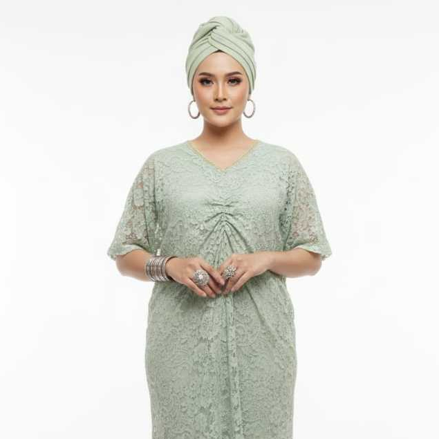 Eprise Kaftan N - SS928B Green | Gaun Maxi Wanita Muslim | Dress Kaftan Brokat | Dress Lebaran