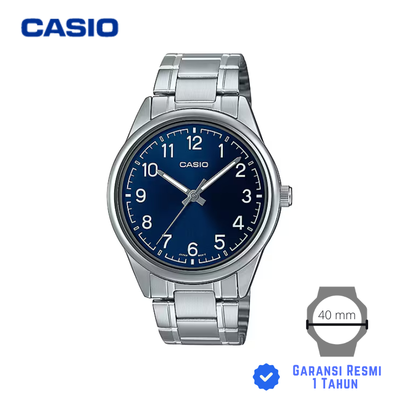 JAM TANGAN PRIA CASIO MTP-V005D-2B4 SILVER BIRU - MTP V005D 2B4UDF Watches Analog