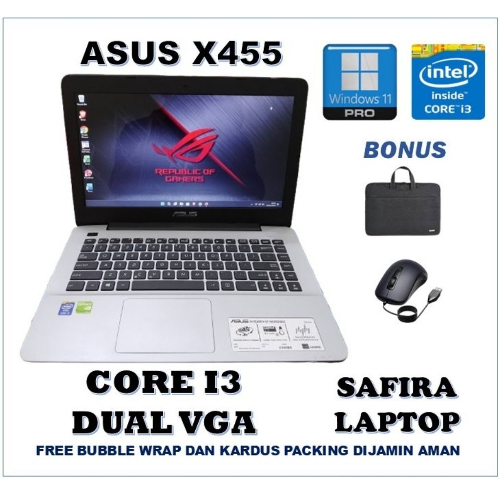 Laptop Asus X455 Intel Core i3 Dual VGA Ram 10Gb SSD Laptop Pekerja Laptop Pelajar Mahasiswa