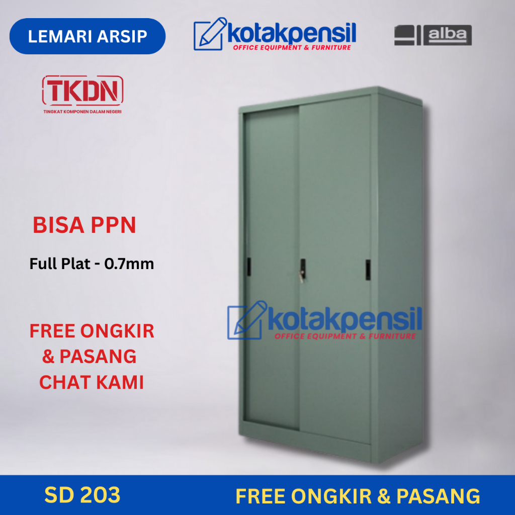 Lemari Arsip Besi ALBA SD 203 | Lemari Arsip Pintu Geser Sliding | Lemnari Arsip Sekolah & Kantor