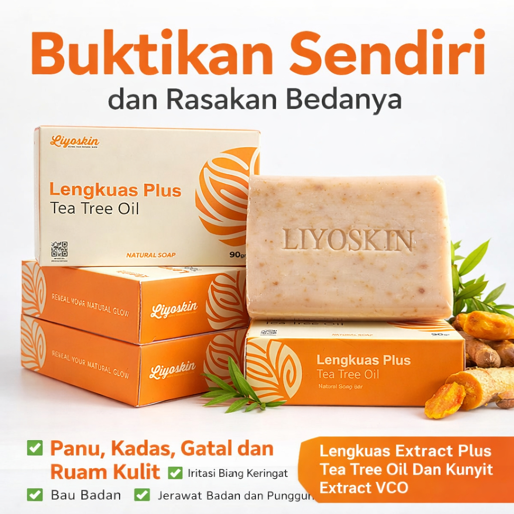 Sabun Herbal Jerawat Punggung Liyoskin Lengkuas Plus Tea tree oil| Sabun Jerawat Badan & Dada