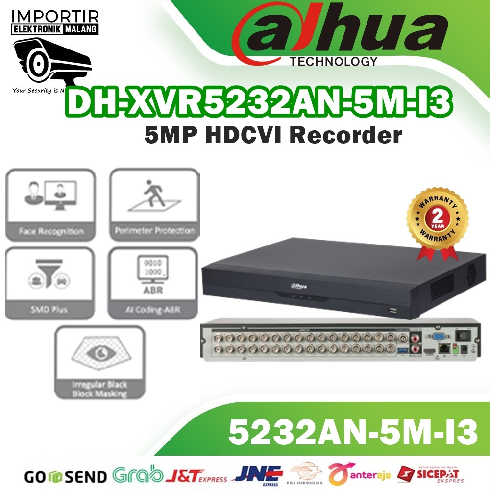 DVR DAHUA 32CH 32 CHANNEL 5MP DH-XVR5232AN-5M-i3 H.265 Garansi Resmi Dahua 2 Tahun