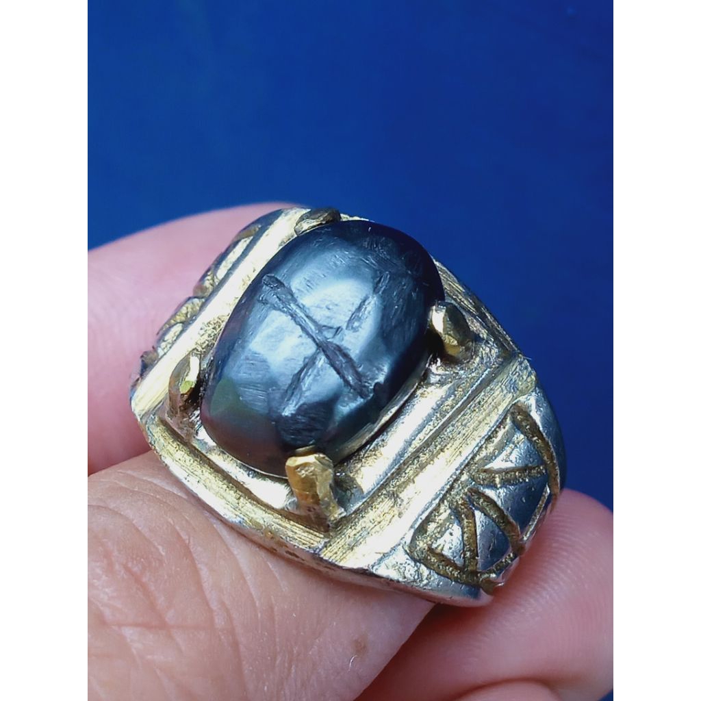 Cincin Batu Badar Besi Kursani Motif Tapak Jalak
