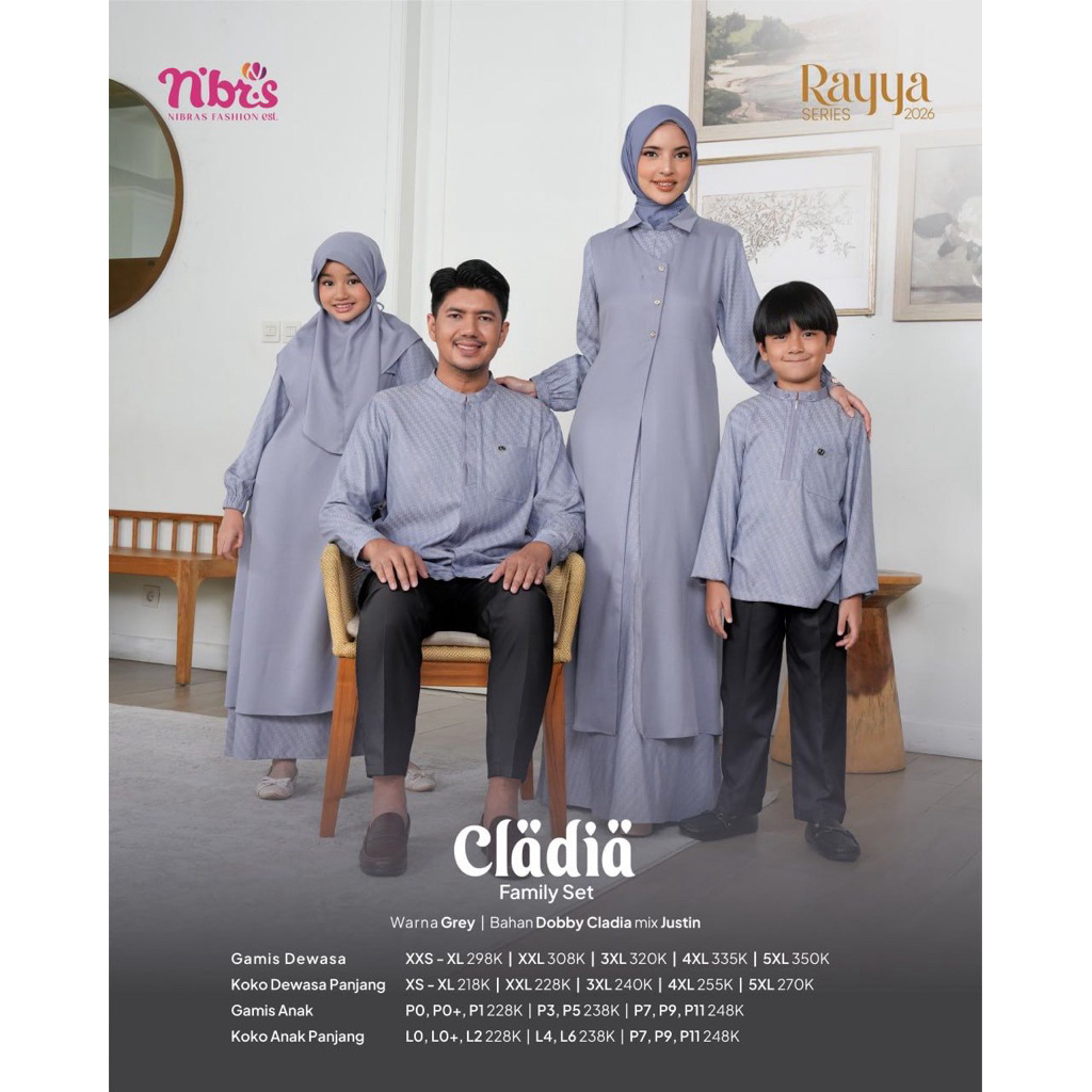 NIBRAS RAYYA CLADIA FAMILY SET GREY